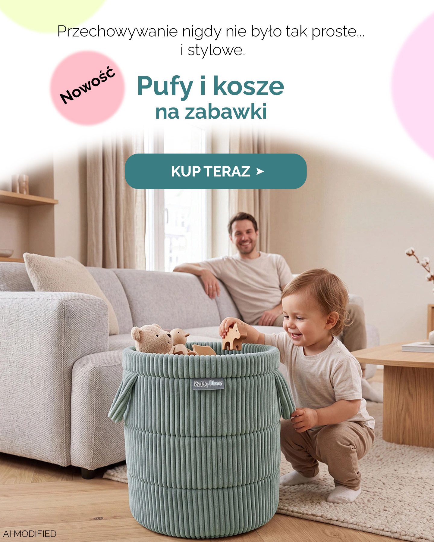Pufy i kosze na zabawki | kiddymoon.pl
